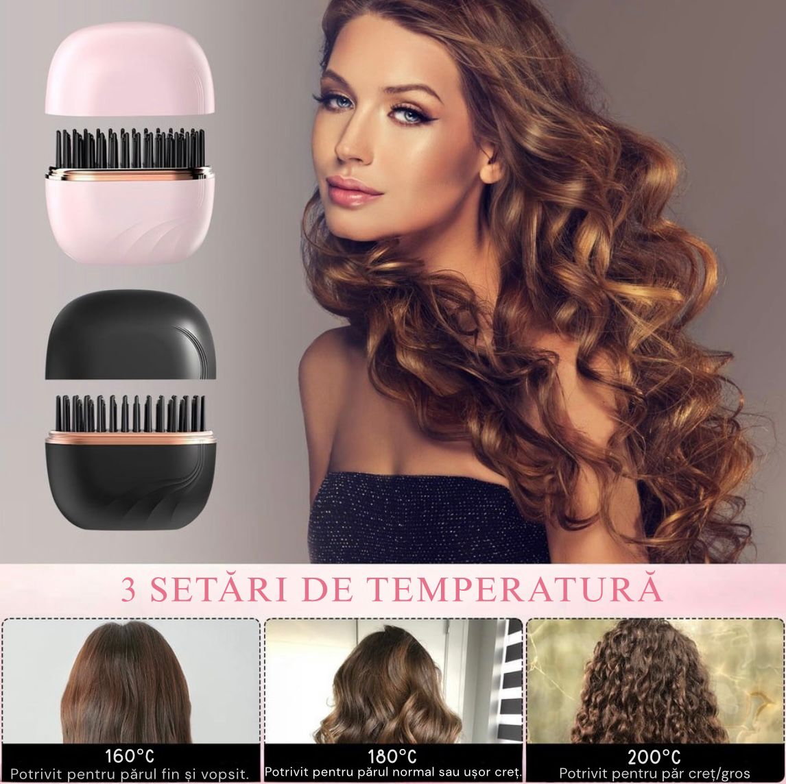Perie electrică de îndreptat părul – mini & fără fir